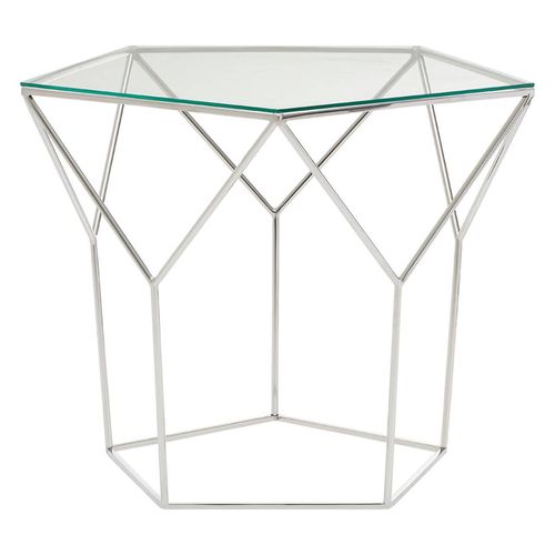 Shalimar Coffee Table - Glass Pentagonal with Chrome Base