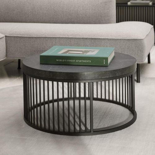 Strington Coffee Table - Round - Black Marble Effect