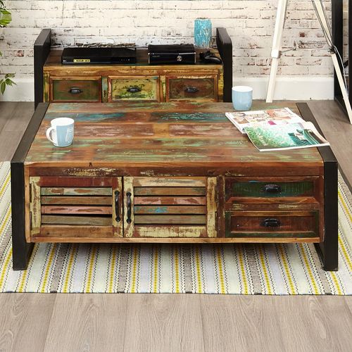 Urban Chic Reclaimed Coffee Table - 2 Door - 2 Drawer