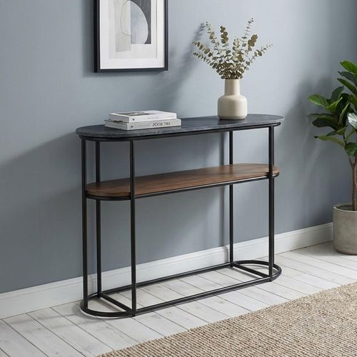 Buxton Console Table - Oval - Grey Marble