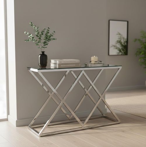 Biarritz Glass and Chrome Console Table - 120cm