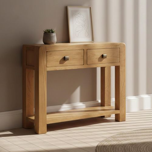 Curve Console Table - 2 Drawer - Oak