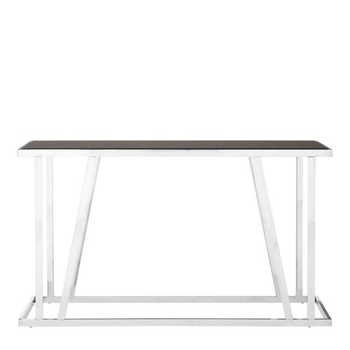 Ackley Console Table - Black Glass - Silver Legs
