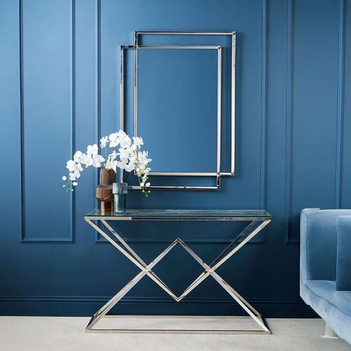 Allure Console Table - Clear Glass - Chrome Corseted Base