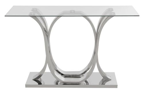 Allure Console Table - Glass - Silver Curved Base