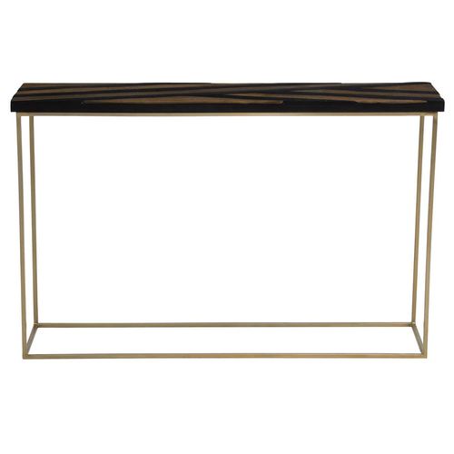 Aris Console Table - Black Acacia Wood with Gold Base