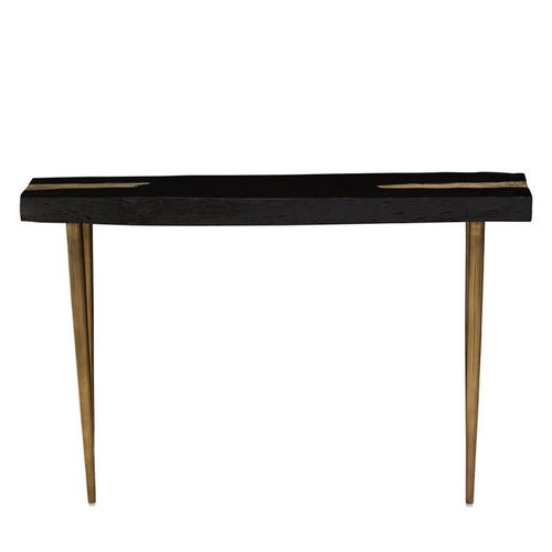 Asamra Console Table - Black Acacia Wood with Gold Legs