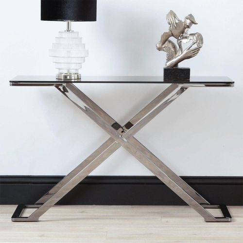 Axel Console Table - Grey Smoke Glass and Metal