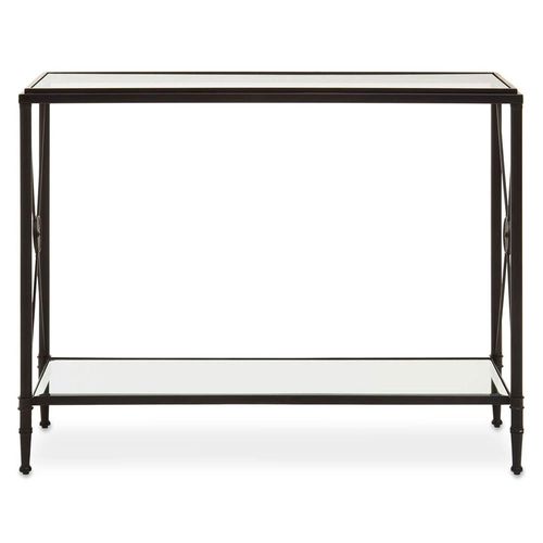 Axis Console Table - Clear Glass with Black Metal