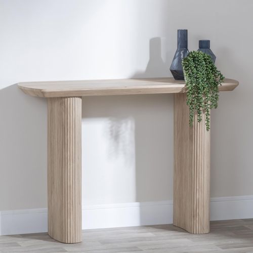 Bern Fluted Oak Effect Pedestal Console Table