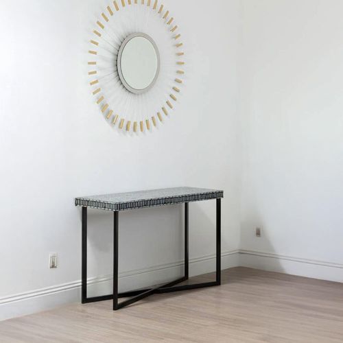 Bria Console Table - Black and White Shell Inlay