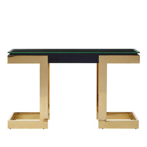 Deana Console Table - Clear Glass with Gold Metal