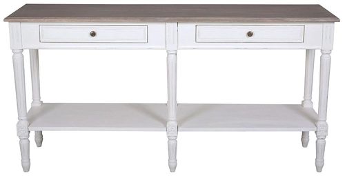 Delphine French Off-White Painted 2 Drawer Console Table