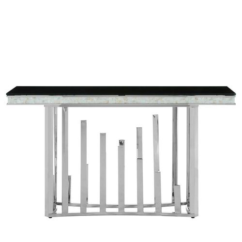 Eliza Console Table - Black Glass and Silver Metal