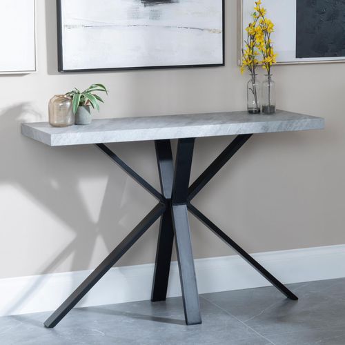 Ezra Grey Console Table with Black Spider Legs