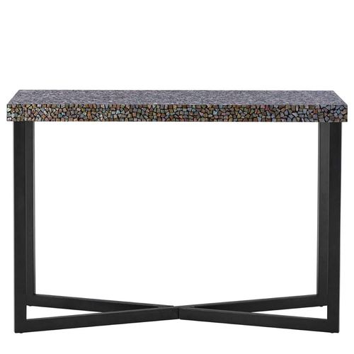 Fusion Console Table - Shell Crackle Mosaic with Black Metal