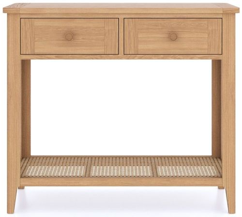 Henley Oak and Rattan 2 Drawer Console Table