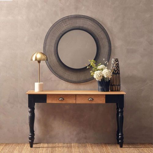 Kensington Townhouse Console Table - 2 Drawer - Antique Oak and Black