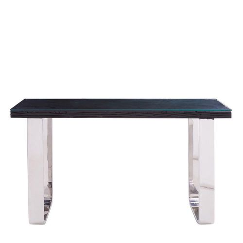 Kerala Console Table - Black Glass with Silver Base