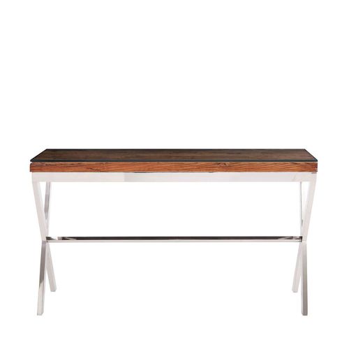 Kerala Console Table - Clear Glass with Silver Cross Base
