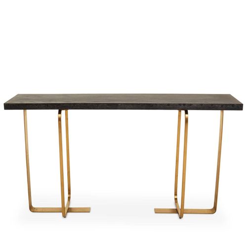 Lena Console Table - Dark Wood and Gold