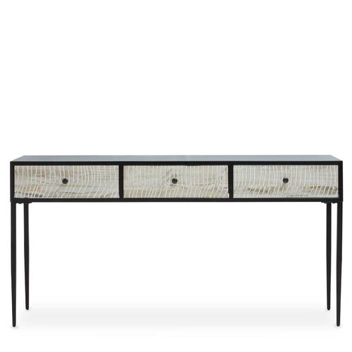 Luxor Console Table - Black and Grey Pine Wood - 3 Drawer