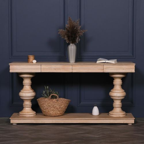 Mango Wood Console Table - 2 Drawer - Large