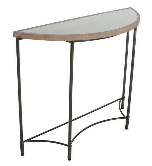 Mango Wood Half Moon Table with Metal Base