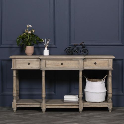 Rustic Breakfront Console Table - 3 Drawer