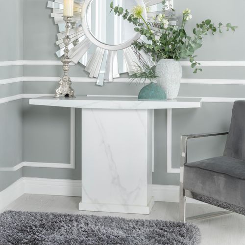 Turin White Marble Console Table