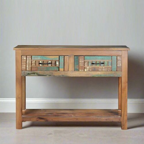 Zangird Console Table - 2 Drawer - Recycled Wood