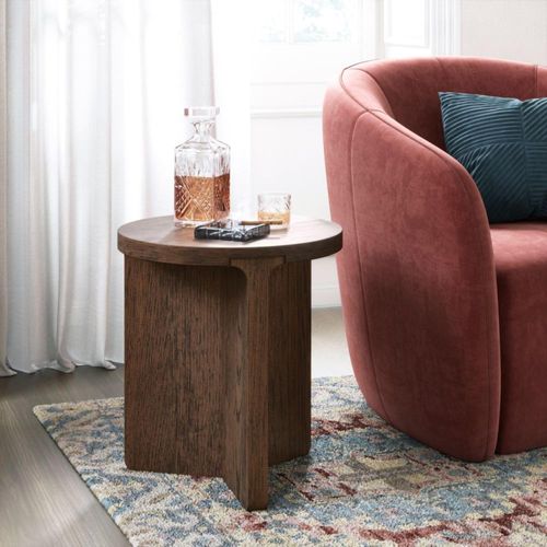 California Dark Oak Round Side Table
