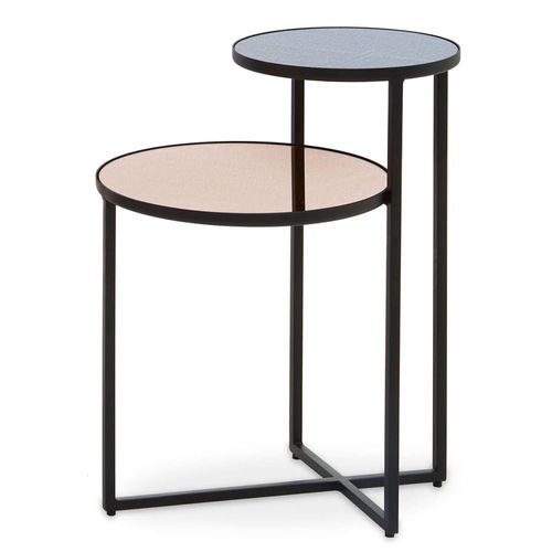 Cercle Smoked Mirror 2 Tier Round Side Table