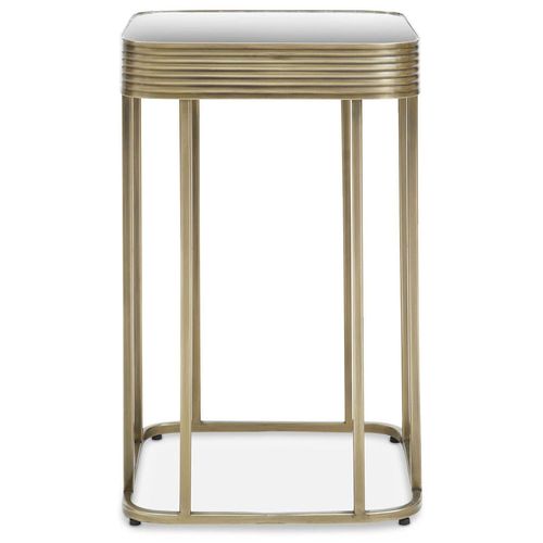 Ella Mirrored and Gold Metal Square Side Table