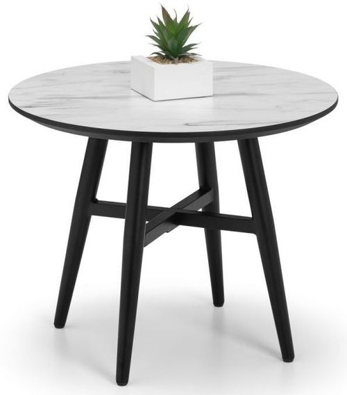 Firenze White Marble Effect Round Lamp Table