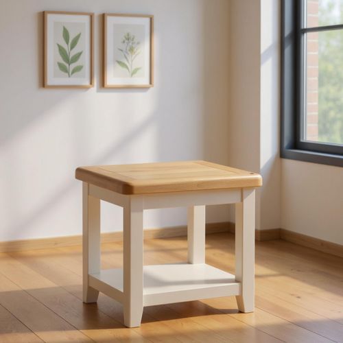 Janelle Oak and Grey Square End Table