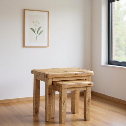 Janelle Rustic Oak Nest of 2 Tables