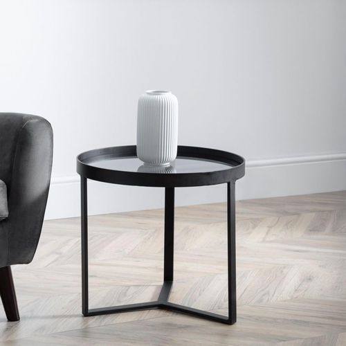 Loft Smoked Glass Top Round Lamp Table