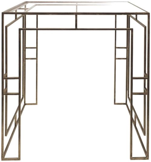 Mindy Brownes Laurant Antique Gold Metal and Glass Side Table