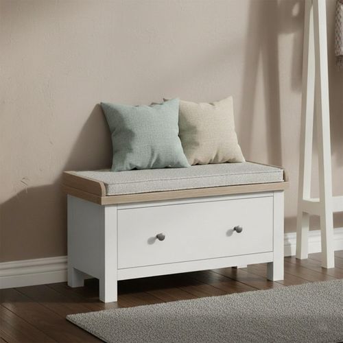 Modern Hallway Bench - 1 Drawer - Grey Painted