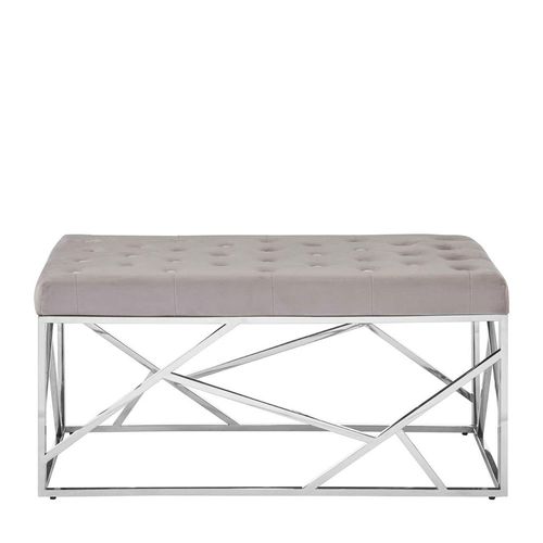 Allure Hall Bench - Mink Velvet Fabric - Chrome Base