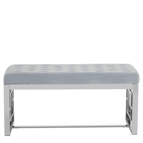 Allure Hall Bench - Powder Blue Velvet Fabric - Chrome Base