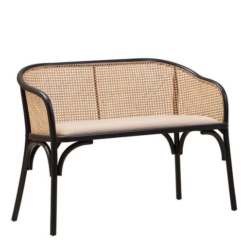 Cebu Bench - Black Beech Wood with Beige Fabric