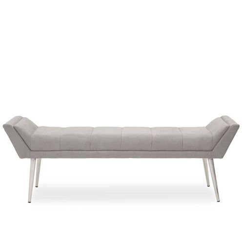 Gilden Bench - Grey Fabric with Silver Angular Legs