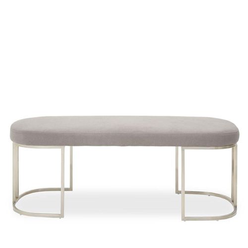 Gilden Bench - Curved - Grey Fabric with Silver Legs