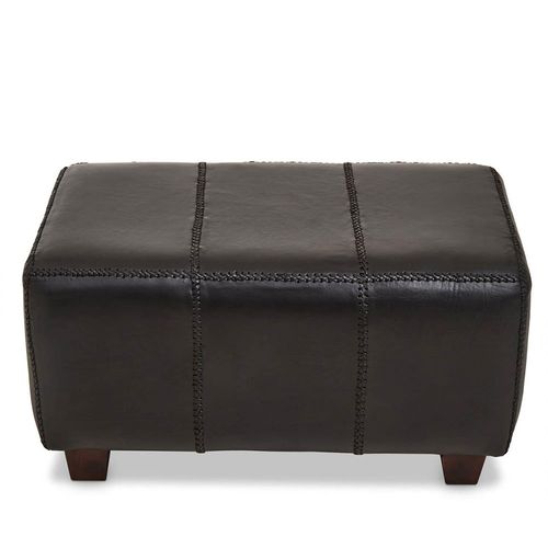 Inca Footstool - Black Leather
