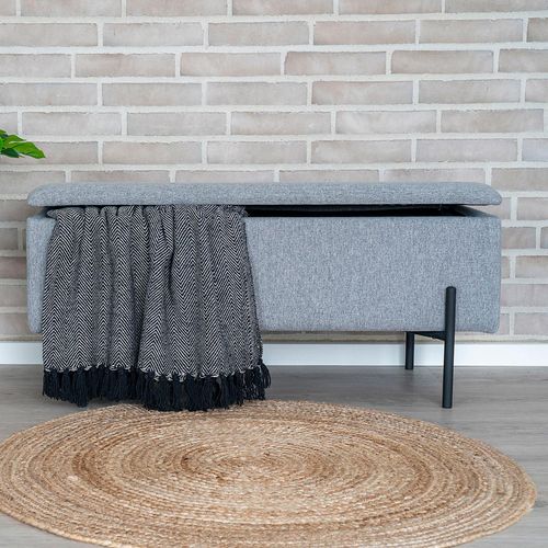Watford Bench - Light Grey Fabric - Storage