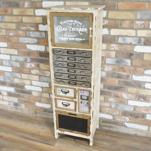 Dutch White Distressed Multi Drawer Storage Cabinet