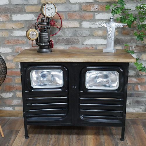 Truck Cabinet - 2 Door - Black - Metal and Wood