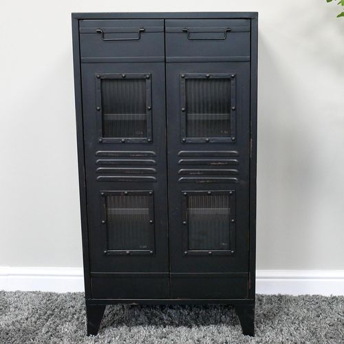 Cabinet - 2 Door - Black - Industrial - Metal